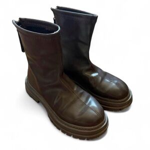 Chocolate brown platform ankle boots